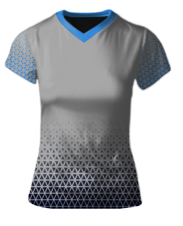 Sublimated Womens/Girls V-Neck Jersey - Custom "Triangles" Cool Performance Tee